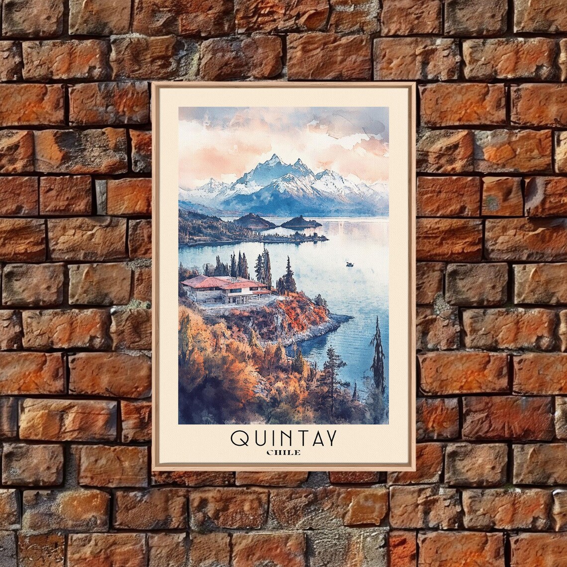 Quintay Chile Coastal Villa Rocky Point Snow Capped Mountains Blue Water Poster - Image 4