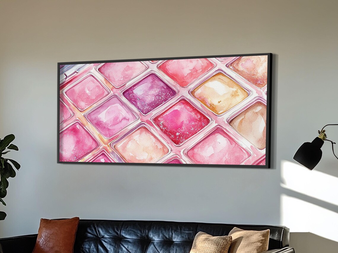 Pink Eyeshadow Palette Watercolor Shimmery Makeup Pans Beauty Poster - Image 5