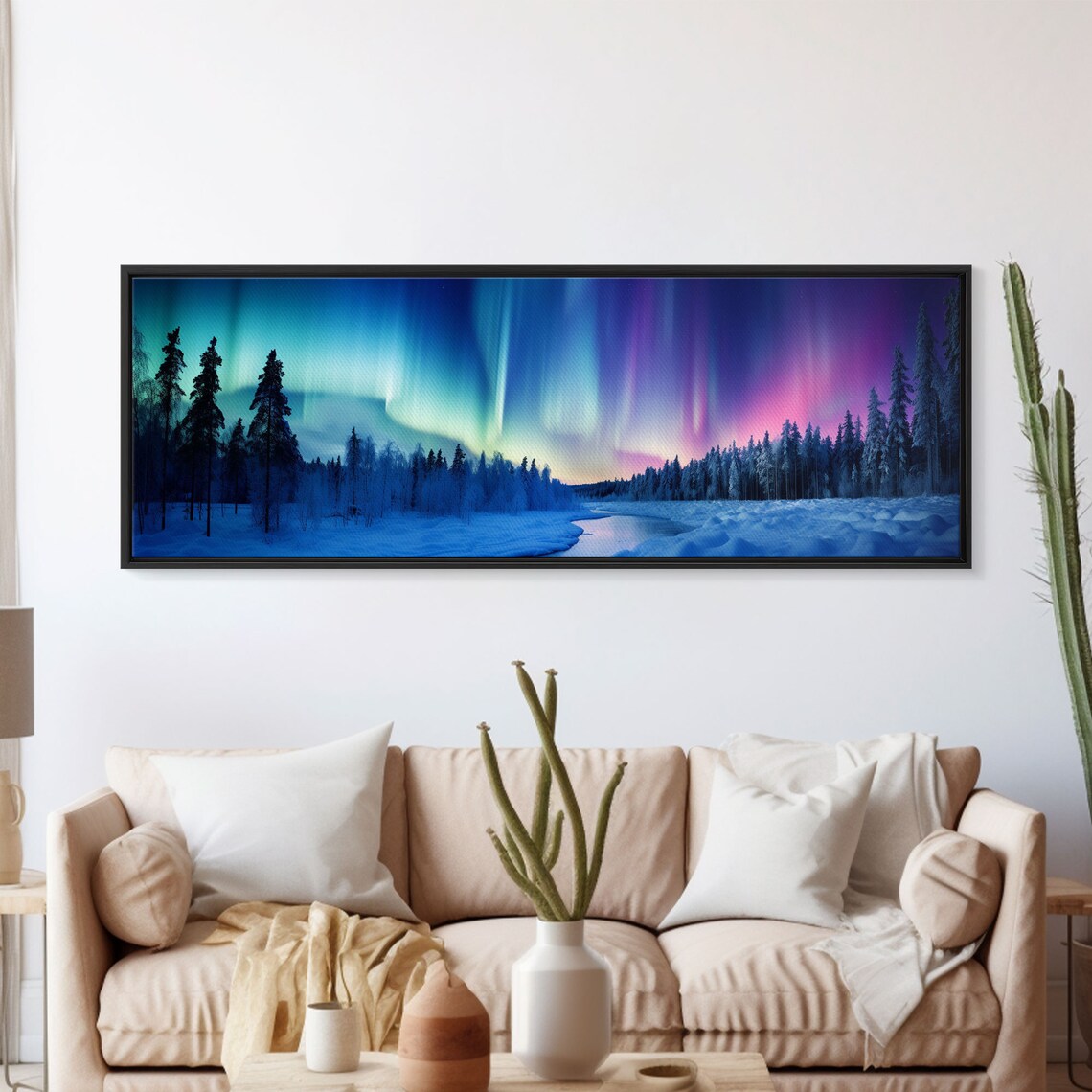Northern Lights Forest Landscape Art Print
