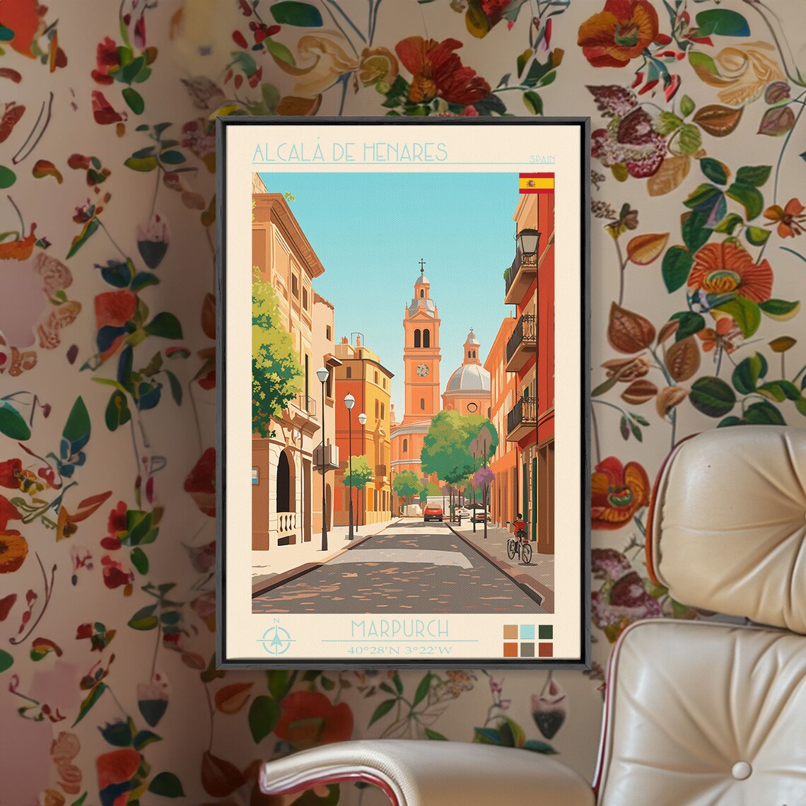 Alcala de Henares Spain Historic Old Town Street Cathedral Poster - Image 2