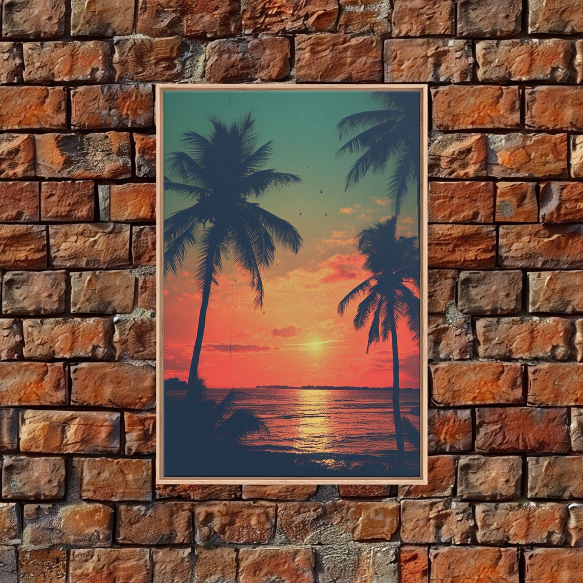 Palm Tree Silhouette Tropical Sunset Ocean Beach Photography Poster - Image 4