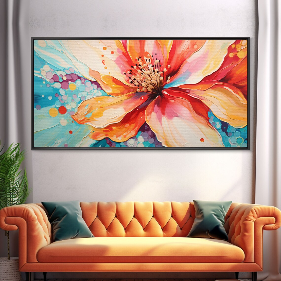 Hibiscus Tropical Pink Flower Landscape Art Poster - Image 4