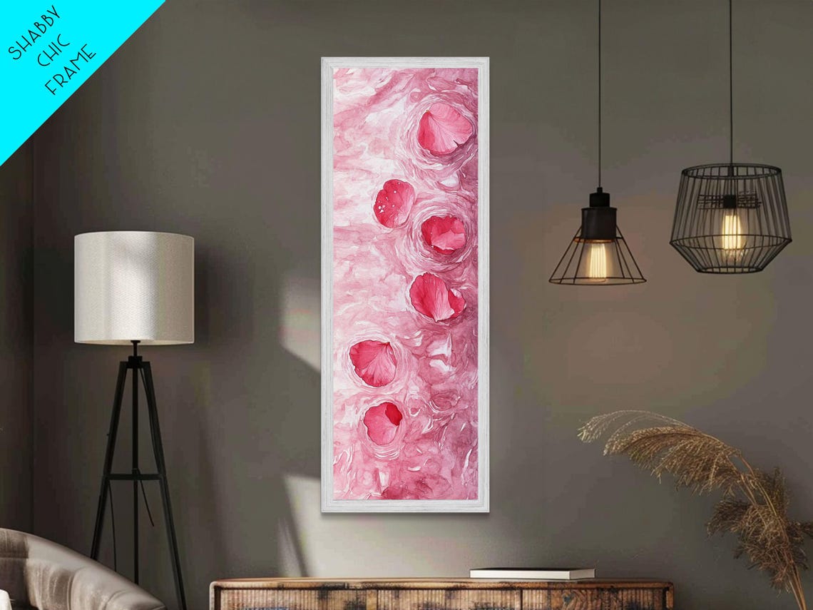 Floating Rose Petals In Water Pink Botanical Whimsical Wall Art