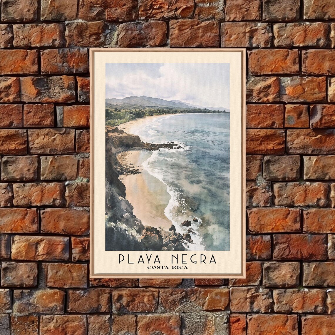 Playa Negra Costa Rica Black Rocks Golden Sand Watercolor Travel Poster - Image 4