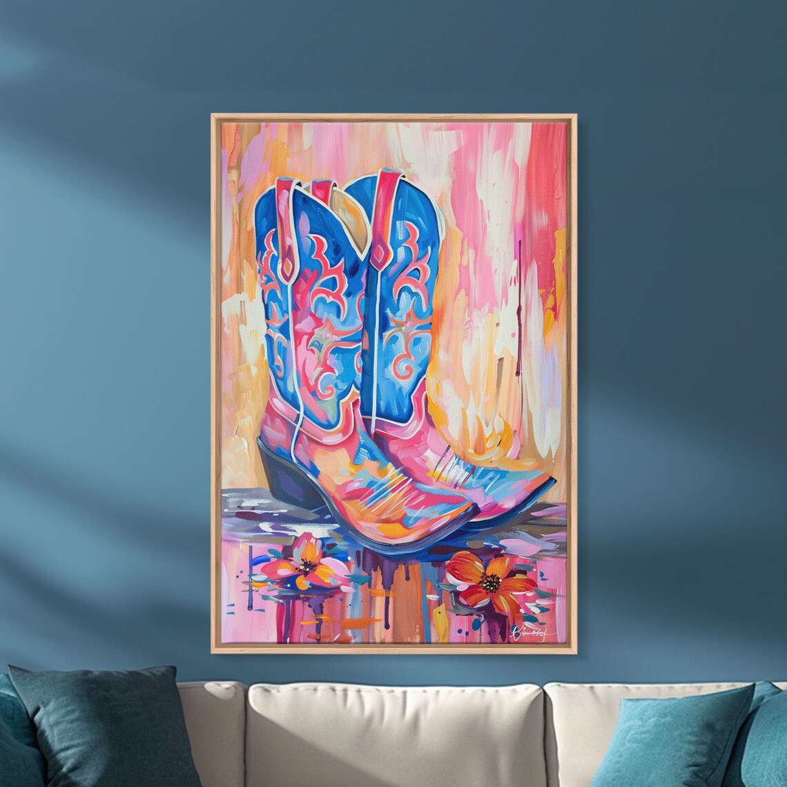 Cowboy Boots With Flowers, Rustic Western Art Print - Image 5