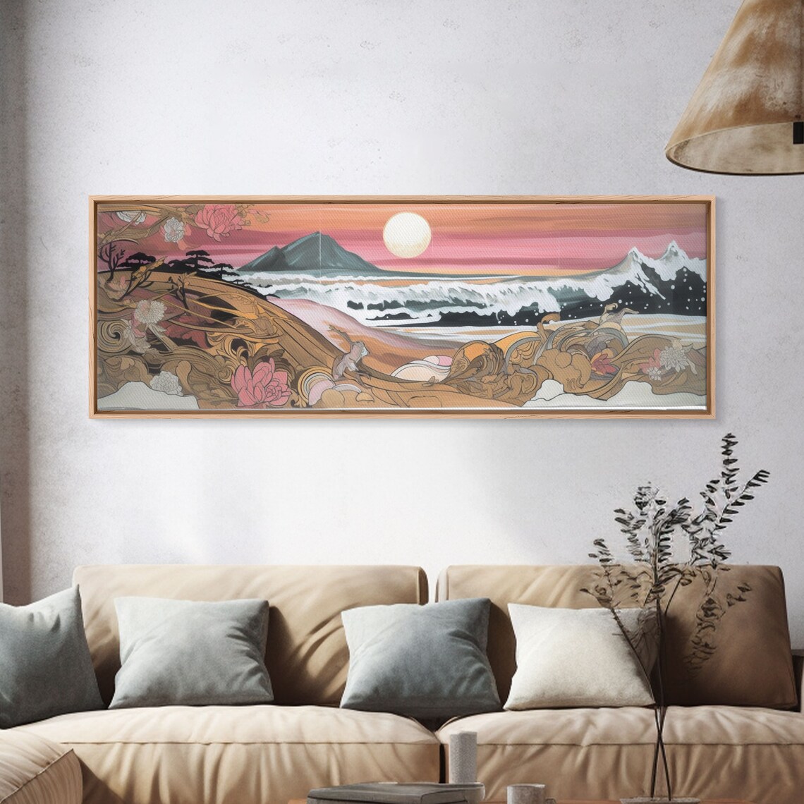 Japanese Seascape Art Print, Full Moon and Big Waves - Image 5