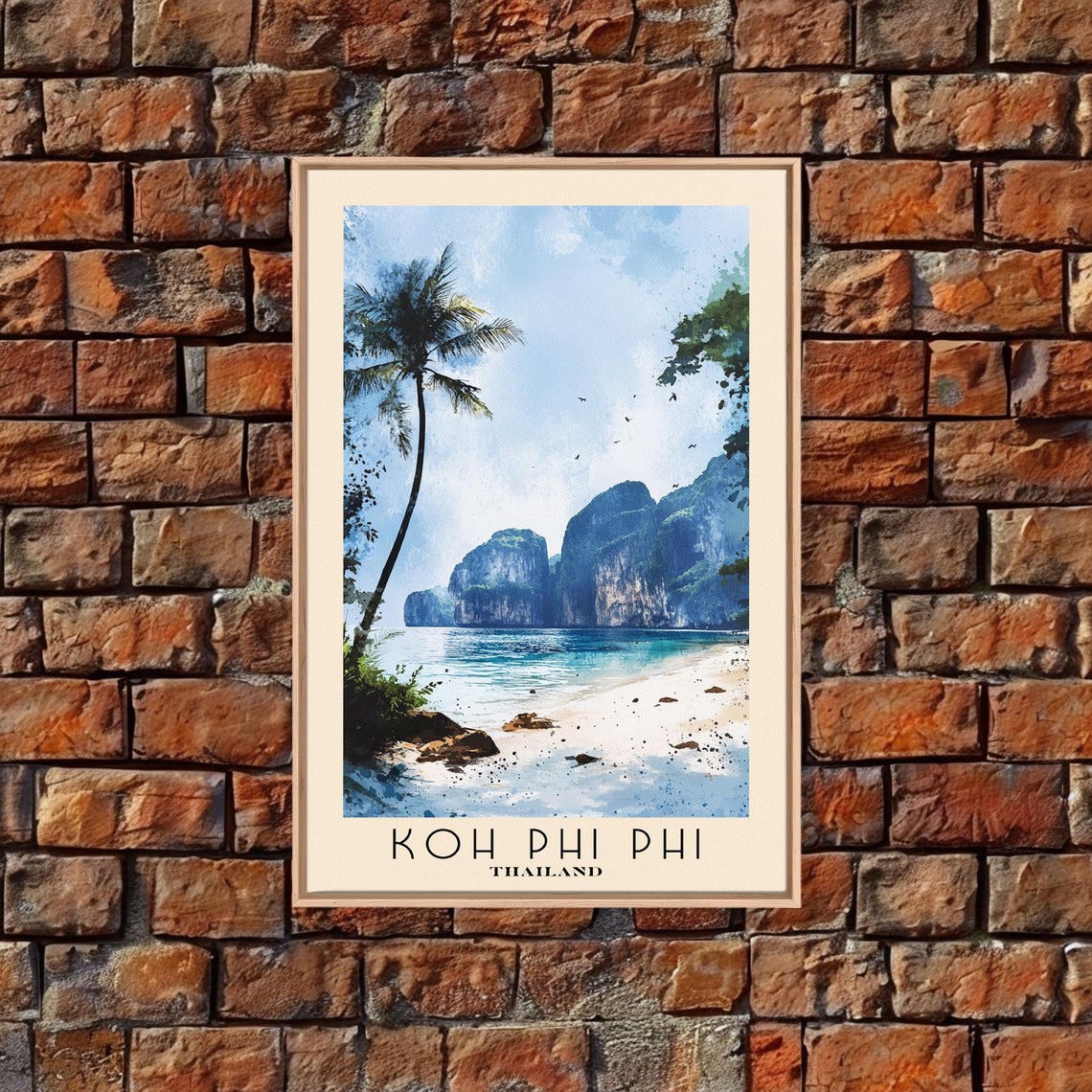 Koh Phi Phi Thailand Limestone Cliffs Palm Beach Watercolor Poster - Image 5