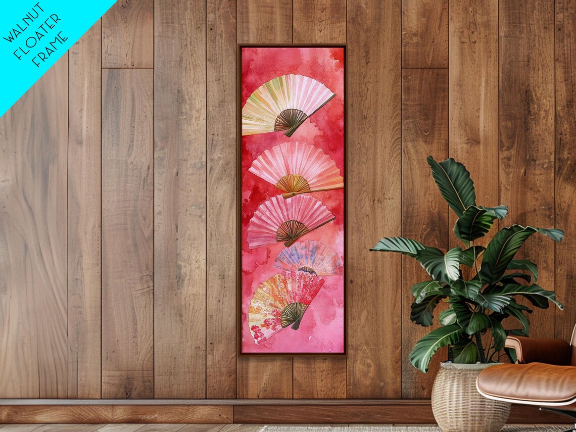 Pink Chinoiserie Hand Fans Cascade Asian Fine Elegant Art Poster - Image 5