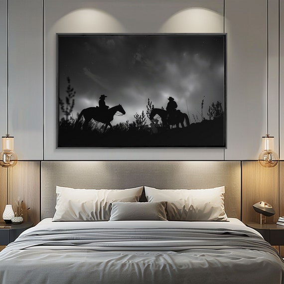 The Dawn Riders Premium Framed Black And White Cowboy Photography Print Western Decor Wild West Art Farmhouse Wall Art