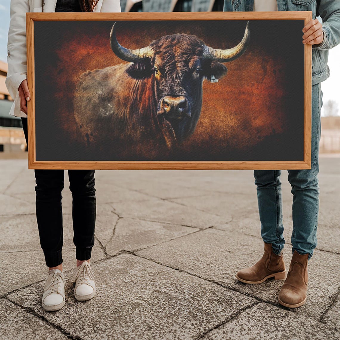 Bull Wall Decor Animal Wall Art Western Wall Art Nature Wall Decor Panoramic Wall Decor Print Wall Art Framed Art - Image 5