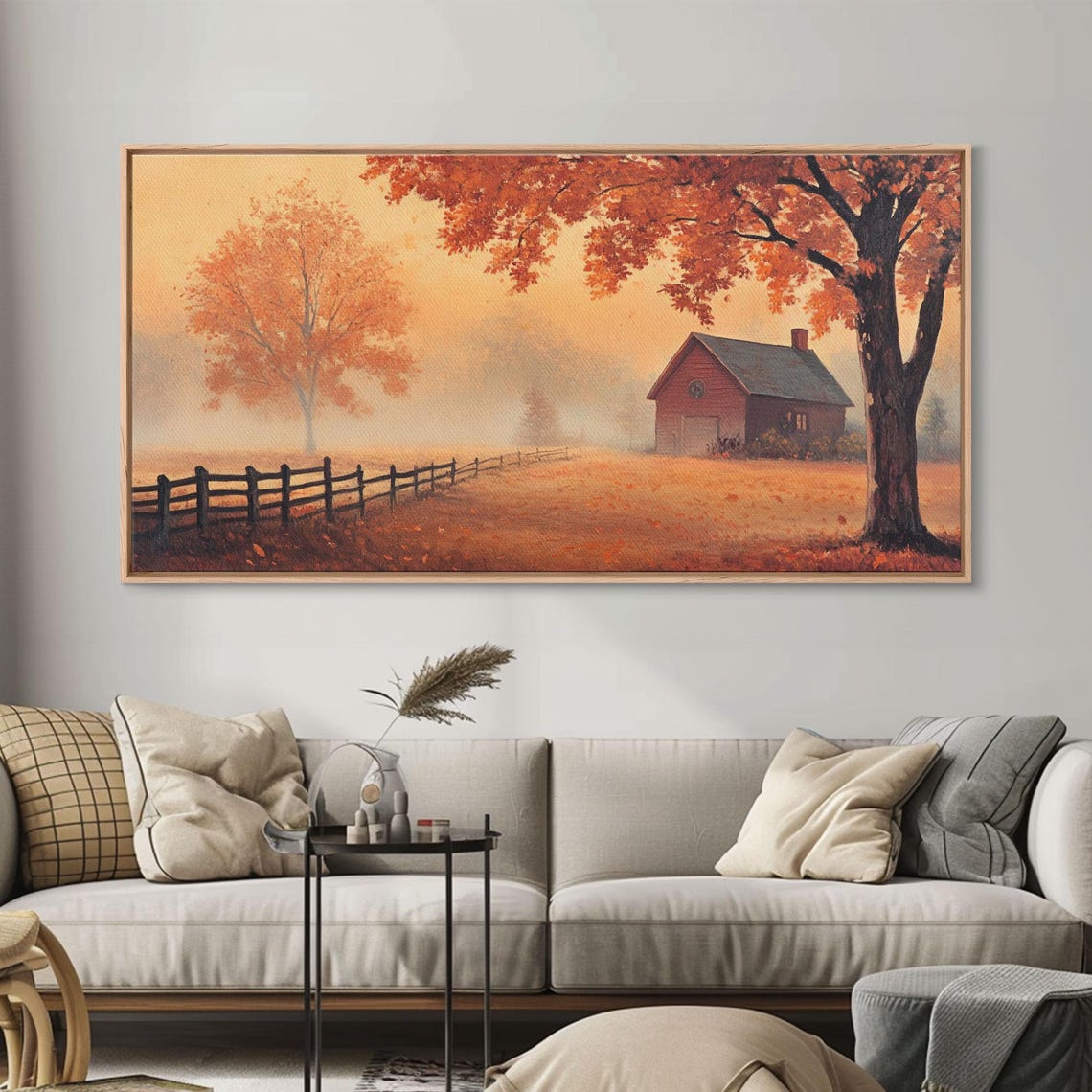 Rustic Red Barn Golden Autumn Field Wooden Fence Fall Poster - Image 6