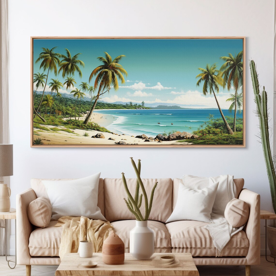 Tropical Palm Tree Beach Landscape, Ocean Art Print - Image 4