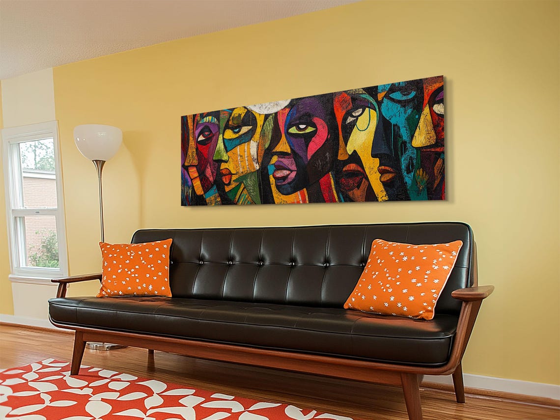 Afrocentric Abstract Faces Bold Cubist Colorful Portrait Decor Poster - Image 2