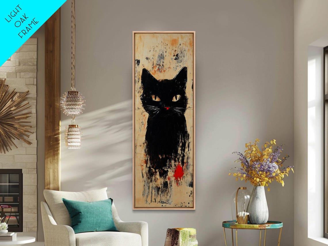 Black Cat Abstract Face Modern Bold Brushstroke Painting Print - Image 5
