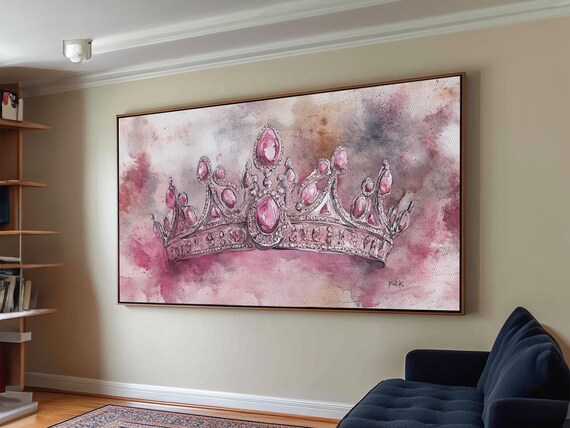 Regal Crown Painting Framed Print Goddess Art Print Pink Abstract Art Light Pink Wall Art Bedroom Decor Unique Gift Idea