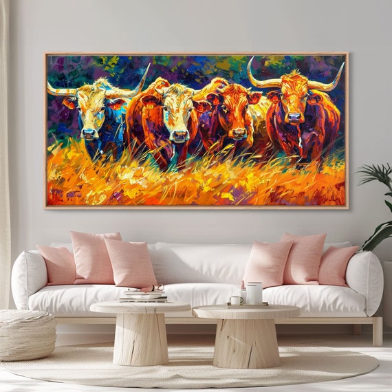 Bold And Colorful Bull Portrait Perfect For Living Room Art Framed Print Bedroom Decor Home Decoration Vibrant Animal Art