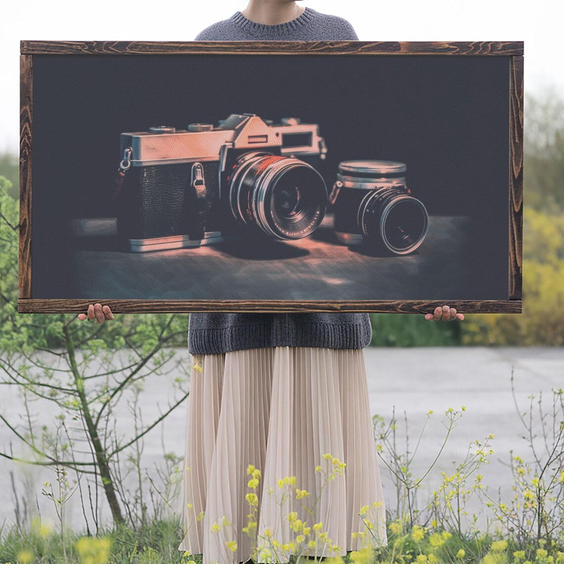 Vintage Film Camera Still Life Retro Photography Gear Moody Dark Wall Art Poster - Image 2