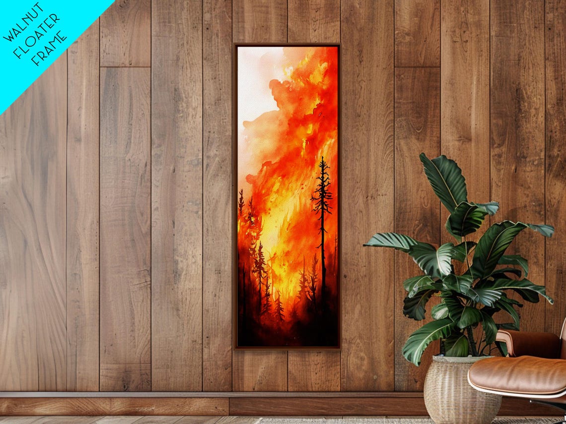 Burning Forest Wildfire Flames Dramatic Fiery Landscape Wall Art - Image 2