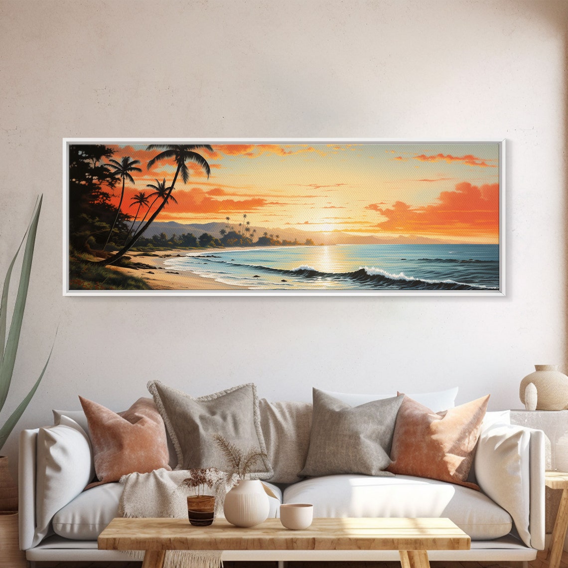 Panoramic Framed Print Wall Art Nautical Beach Ocean Wave Seascape Modern Art Coastal Room Decor Extra Large Tropical Art - Image 5
