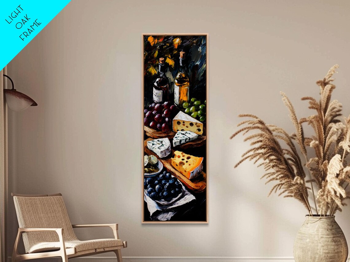Wine and Cheese Still Life Moody Kitchen Culinary Dining Wall Art - Image 5