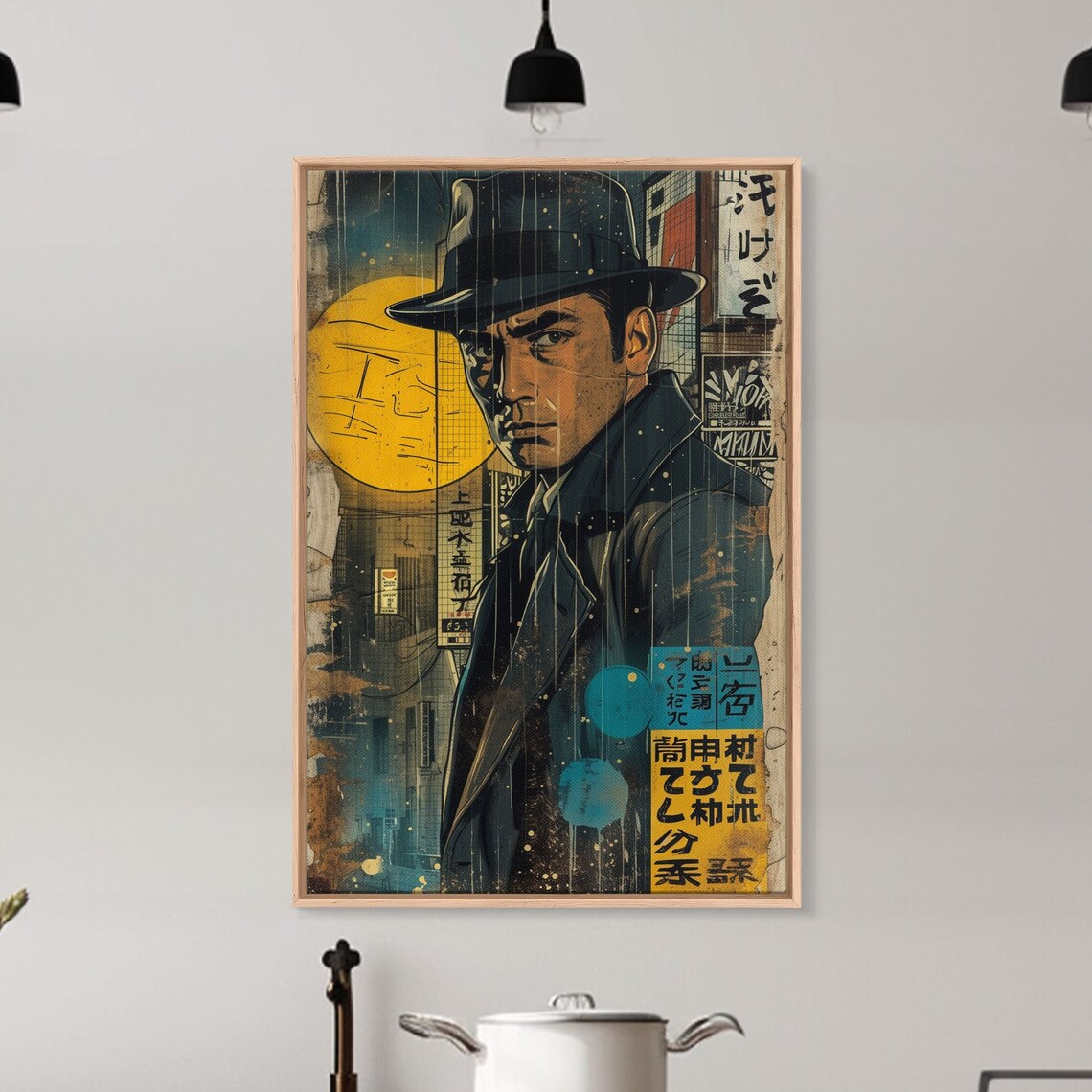Noir Japanese Detective Film Poster, Comic Book Art - Image 3