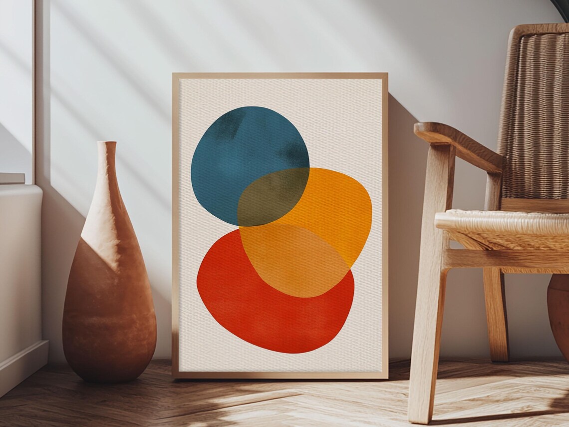 Modern Abstract Colors And Shapes, Retro Wall Art Print - Image 4