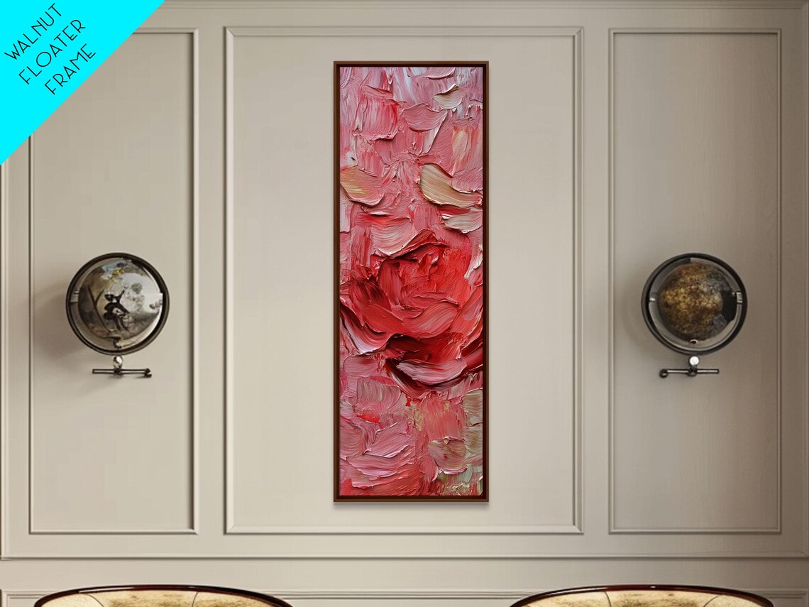 Pink Rose Textured Impasto Floral Painting Blush Art Decor Poster - Image 2