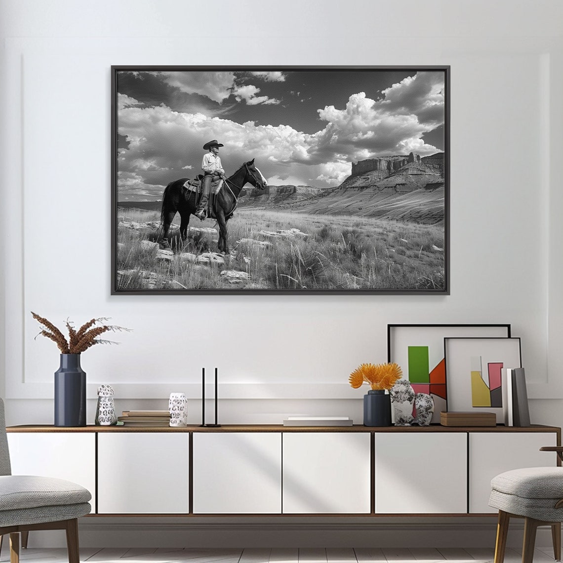 Arizona Cowboy Black And White Photography Print Framed Print Or Metal Art Western Decor Country Art Living Room Art - Image 3