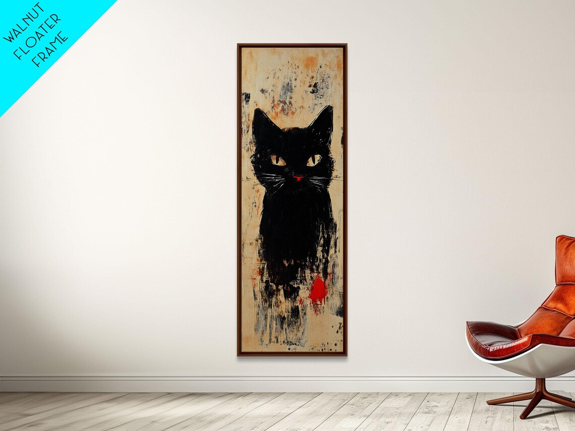 Black Cat Abstract Face Modern Bold Brushstroke Painting Print - Image 2