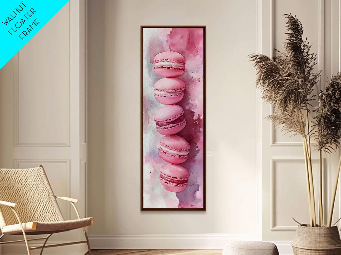 French Macaron Illustration Framed Print Pastel Kitchen Wall Art Food Art Rustic Decor Gift Idea Kitchen Home Accent Art - Image 4