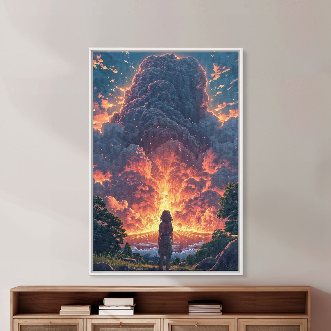 Mount Fuji Eruption Anime Style Dramatic Sunset Volcano Poster - Image 4