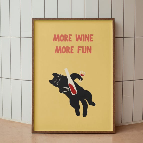Cat Wall Art Print Funny Poster Cute Kitten Moods Colourful Retro Apartment Decor