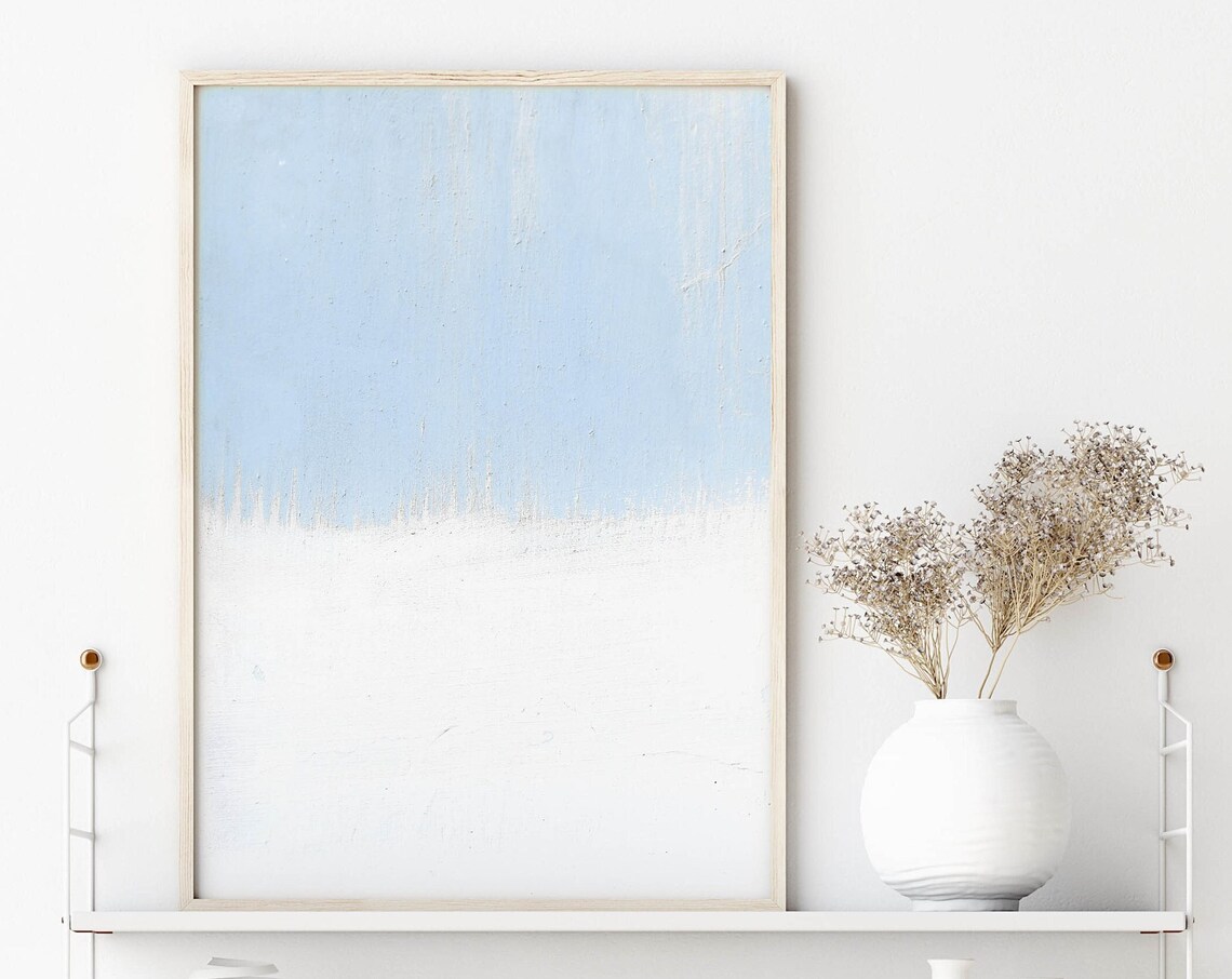Pastel Light Blue Abstract Art Print, Minimalist