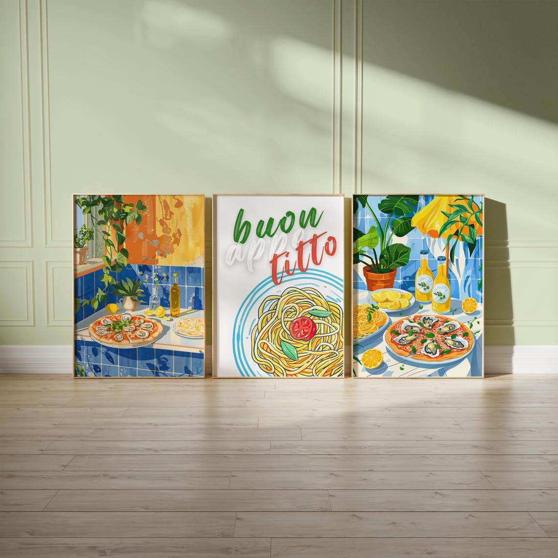 Buon Appetitto Spaghetti Bowl Typography Italian Kitchen Wall Poster - Image 3