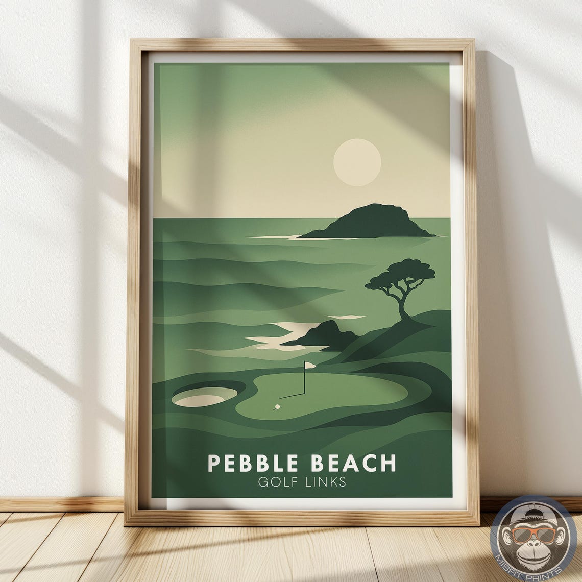 Pebble Beach Golf Links Island Ocean Sunset Vintage Poster Art