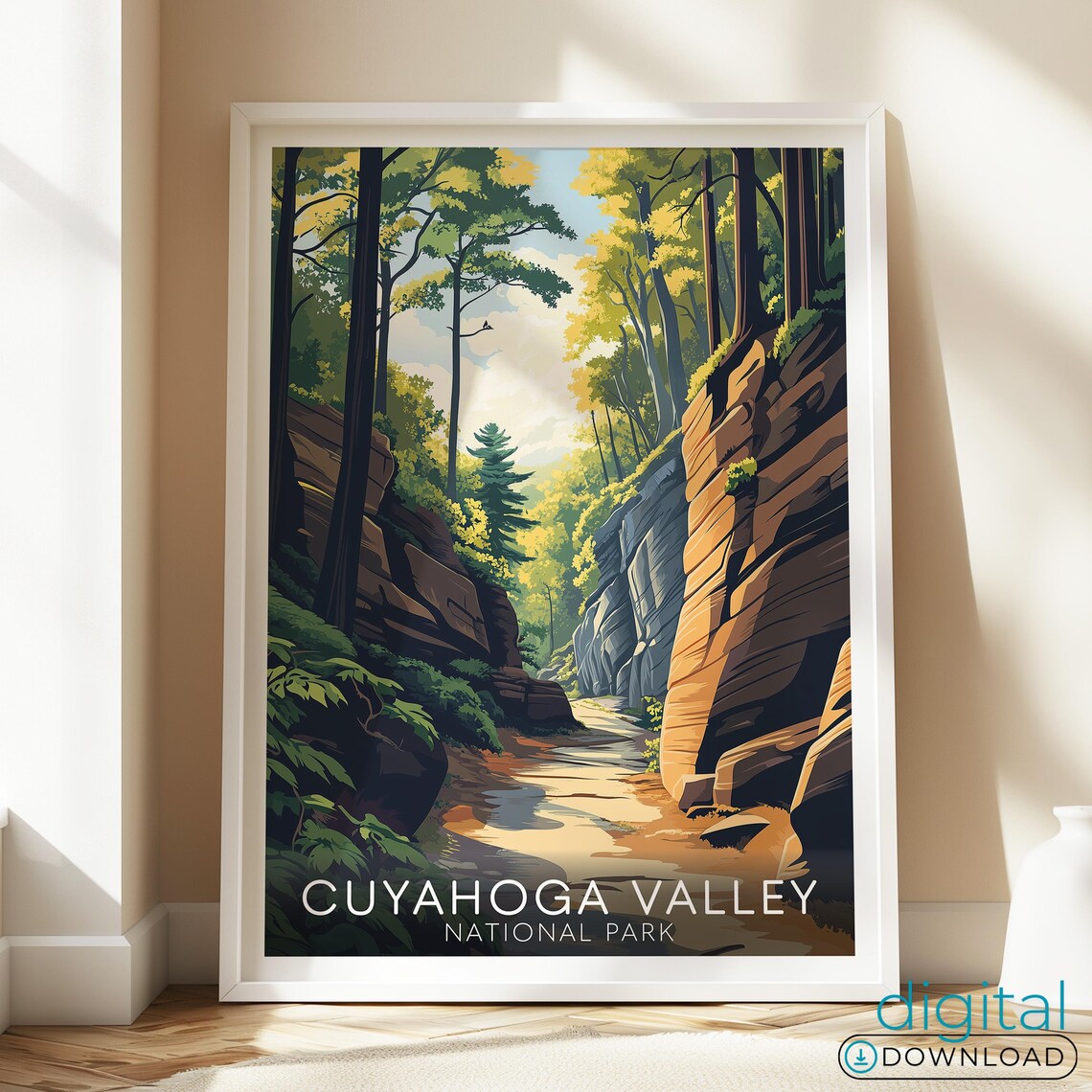 Cuyahoga Valley National Park Forest Gorge Stream Vintage Travel Poster