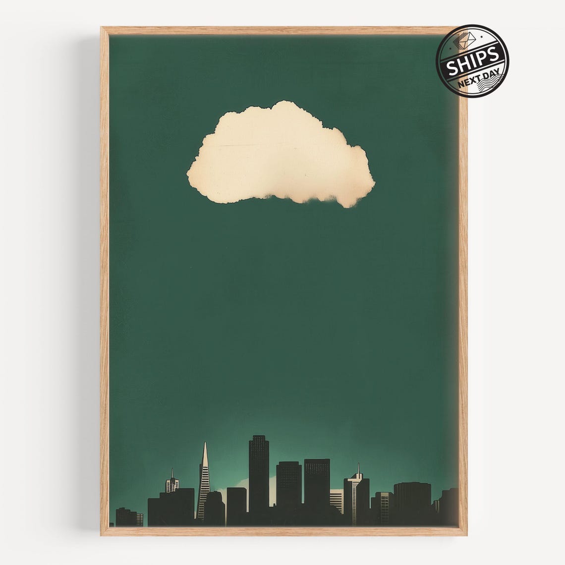 San Francisco Skyline With Floating Cloud Art Print Modern Minimalist Wall Decor For Home Office Or Living Room