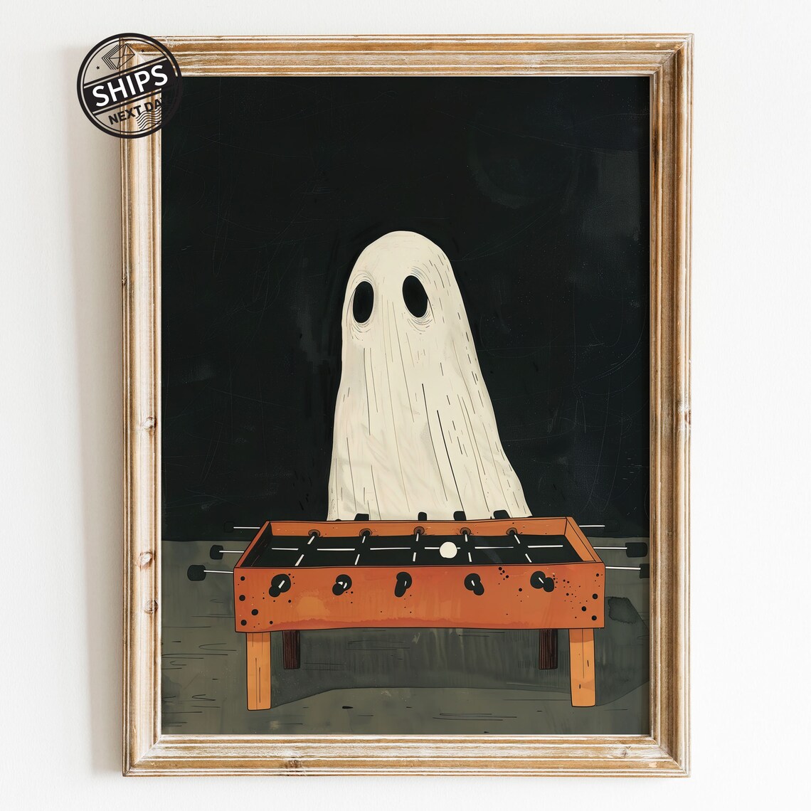 Ghost Playing Foosball Man Cave Art Funny Spooky Game Room Wall Art
