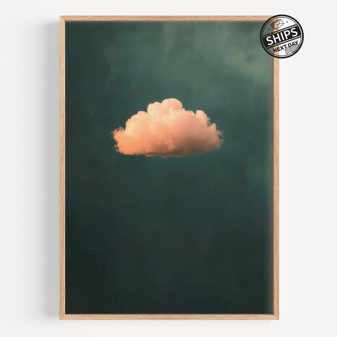 Dreamy Cloud Minimalist Art Print, Green Abstract