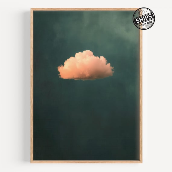 Dreamy Cloud Minimalist Art Print, Green Abstract