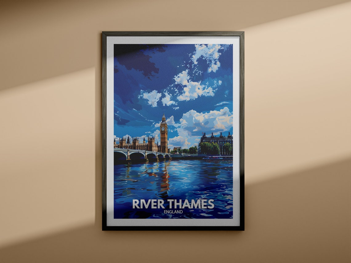 River Thames England Big Ben Westminster Bridge Blue Sky Poster - Image 4