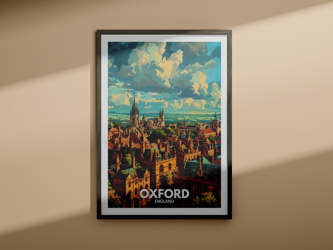 Oxford Print Oxford City Poster Uk Wall Art England Wall Art Decor British Travel Poster United Kingdom Print England City Art Decor - Image 4