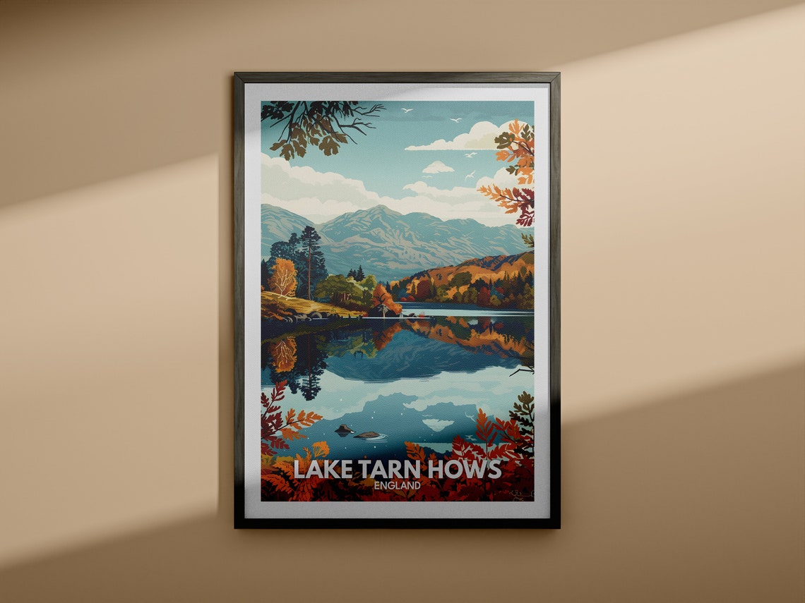 Lake Tarn Hows Print Lake Tarn Hows Poster England Lake Travel Poster Lake Wall Art Decor United Kingdom Lake Art England Nature Poster - Image 4