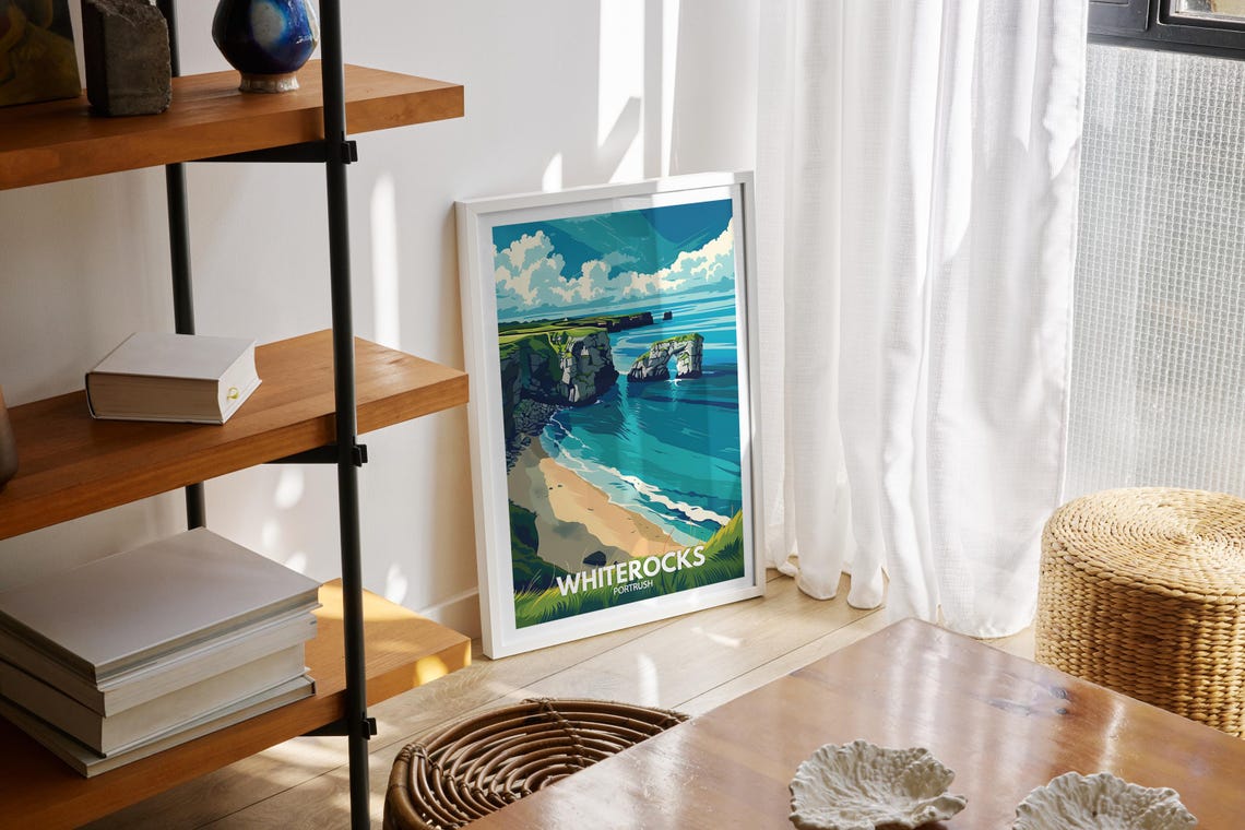 Whiterocks Portrush Dramatic Limestone Cliffs Sea Arch Poster - Image 2