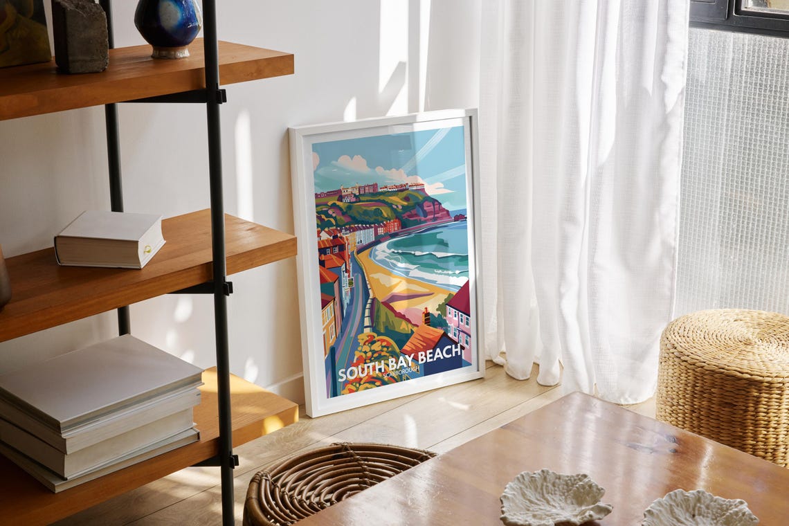 South Bay Beach Scarborough Seaside Cliffs Sandy Shore Poster - Image 2