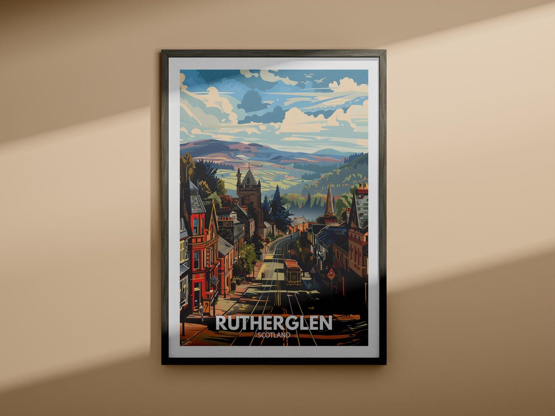 Rutherglen Print Rutherglen Poster Uk Wall Art Scotland Wall Art Decor Uk Travel Poster United Kingdom Print Scotland City Art - Image 4