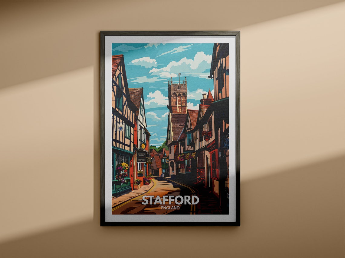 Stafford Print Stafford Poster Uk Wall Art England Wall Art Decor British Travel Poster United Kingdom Print England City Art - Image 4