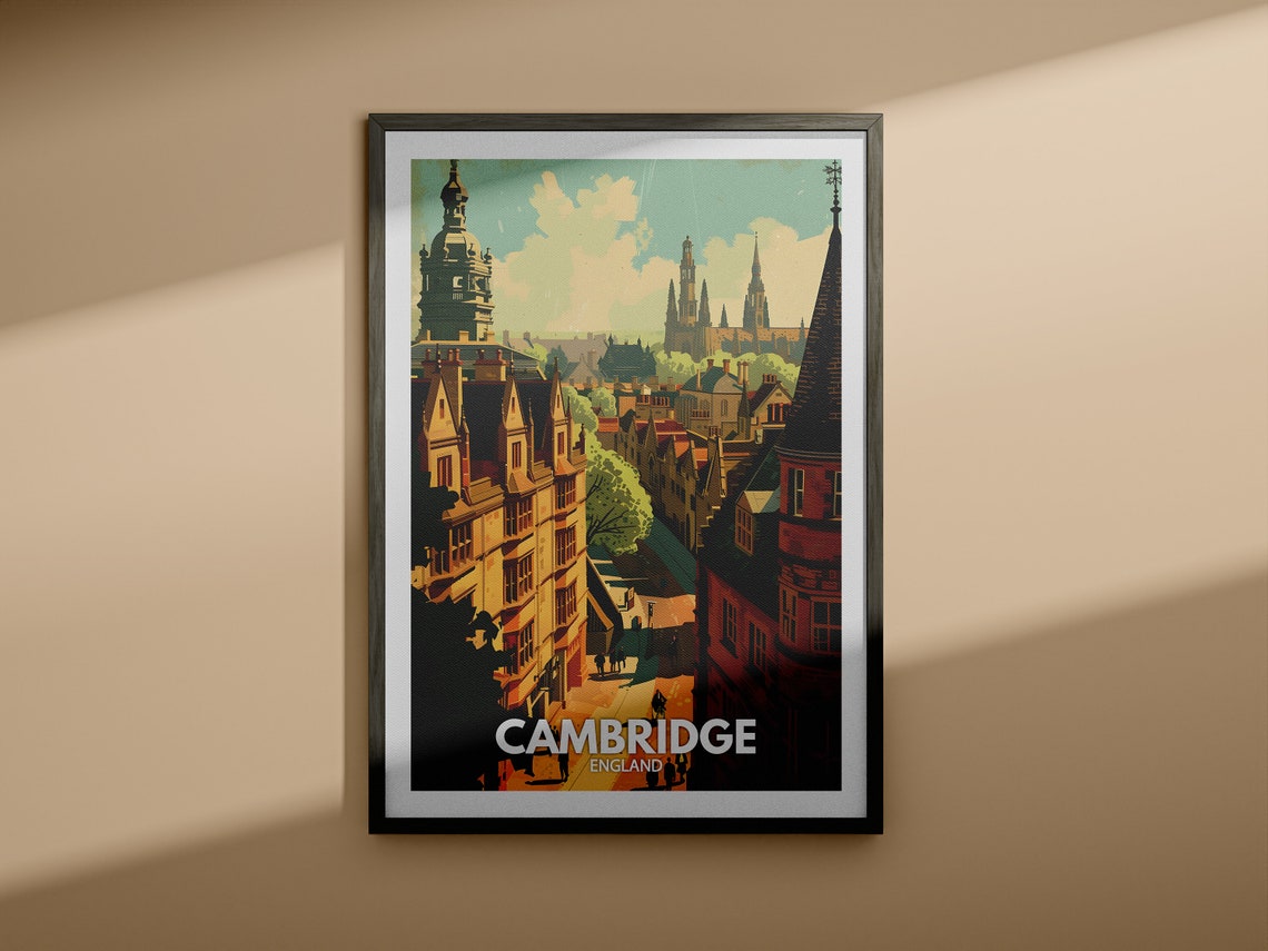 Cambridge Art Print Cambridge City Poster Uk Wall Art England Wall Decor British Travel Poster United Kingdom Print England City Art - Image 4