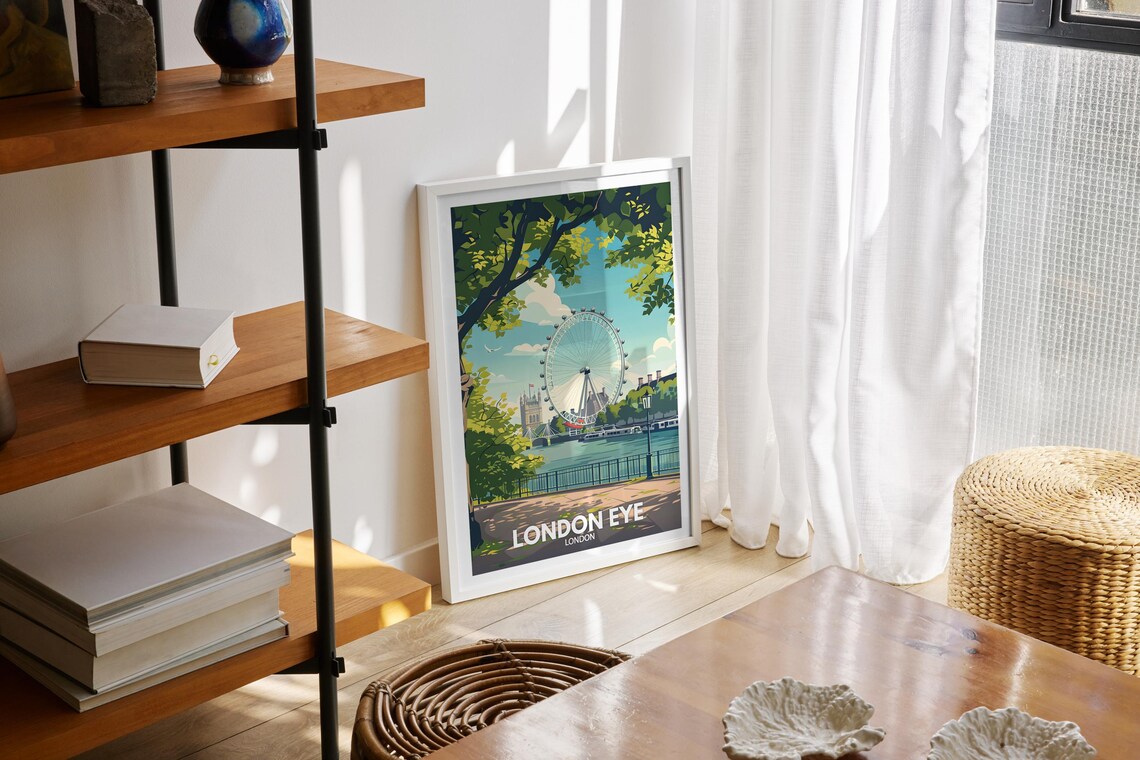 London Eye London Thames Riverside Wheel Landmark Travel Poster - Image 2