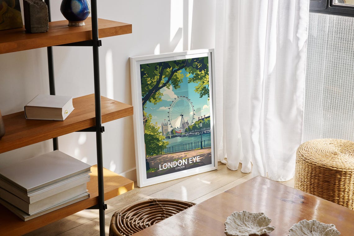 London Eye Print London Eye Poster Uk Wall Art London Wall Art Decor London Travel Poster England Travel Poster - Image 2